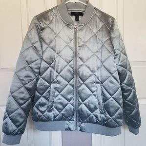 New blue satin bomber jacket from forever 21